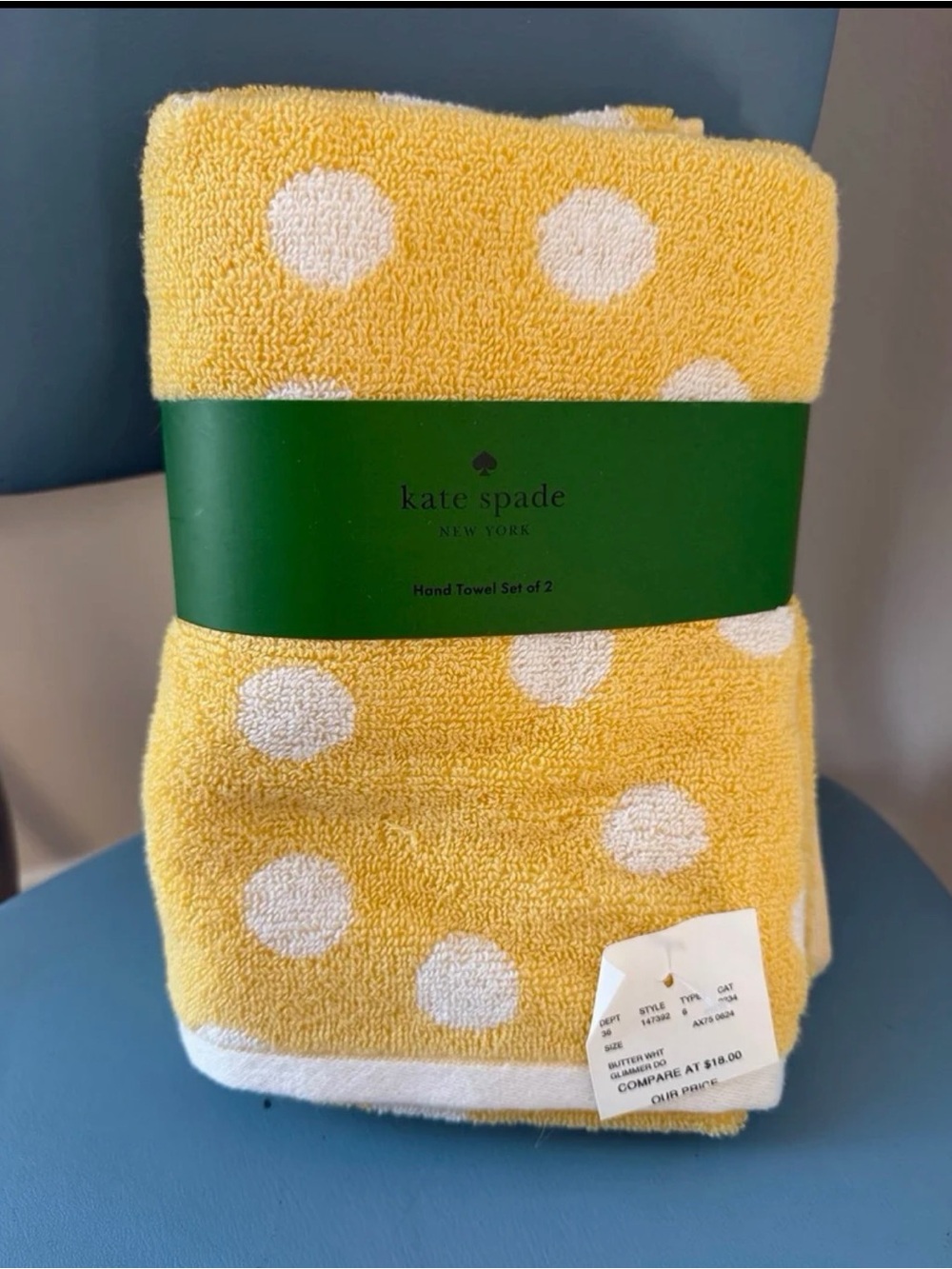Kate Spade Yellow Polka Dot Hand Towel Set